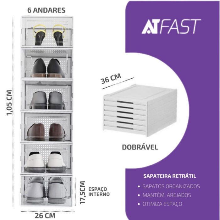 Sapateira Vertical - 6 Andares, Armário Organizador Portátil Dobrável