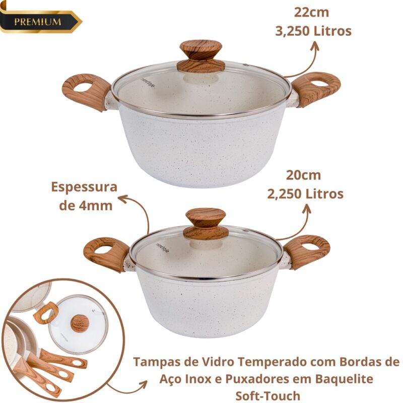 Jogo de Panelas 10 Peças Premium Indução Revestimento Cerâmico