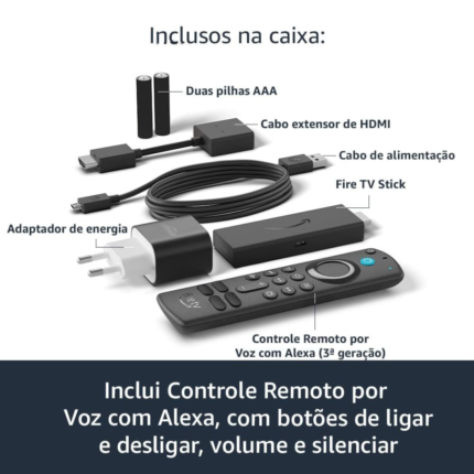 Fire TV Stick | Streaming em Full HD com Alexa | Com Controle Remoto por Voz com Alexa (inclui comandos de TV)