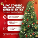 Arvore Pinheiro de Luxo de Natal – 1,8 Metros 800 Galhos
