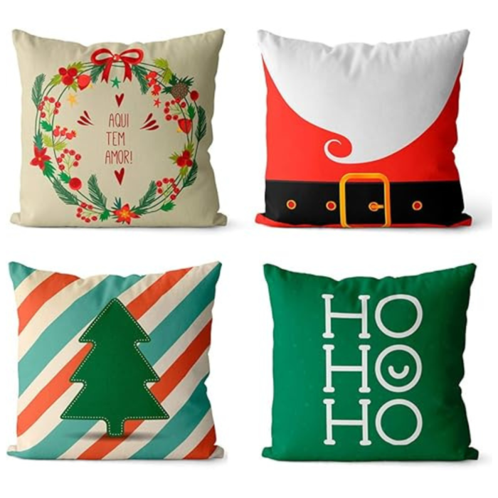 kit 4 Capas de Almofadas para o Natal