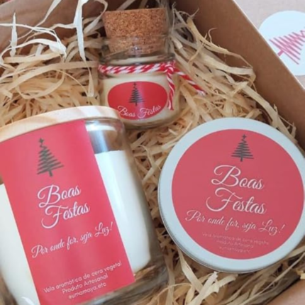 Kit de Velas Aromáticas de Natal com 3 Tamanhos - Cera Vegetal